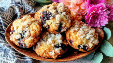 Blueberry muffin cookies with streusel topping hero shot