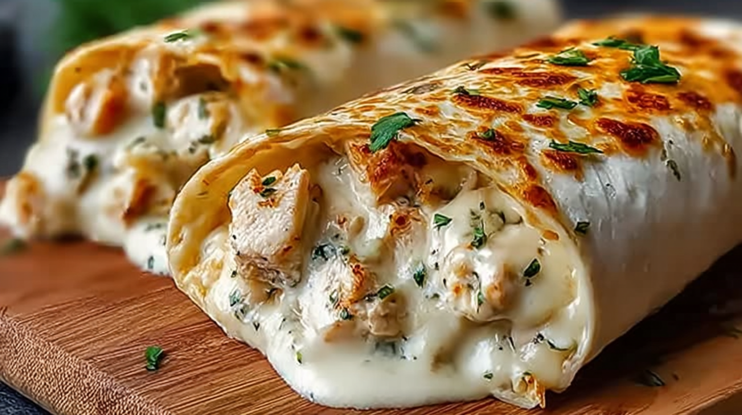 Cheesy Garlic Chicken Wraps hero shot