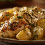 Hero shot of Garlic Parmesan Crockpot Chicken and Potatoes