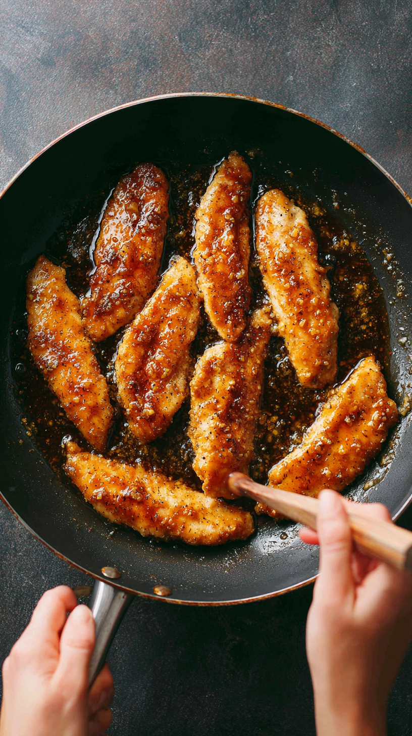 Preparing Honey butter garlic chicken tenders step by step cooking process