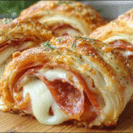 Hero shot of Mozzarella pepperoni croissant rolls