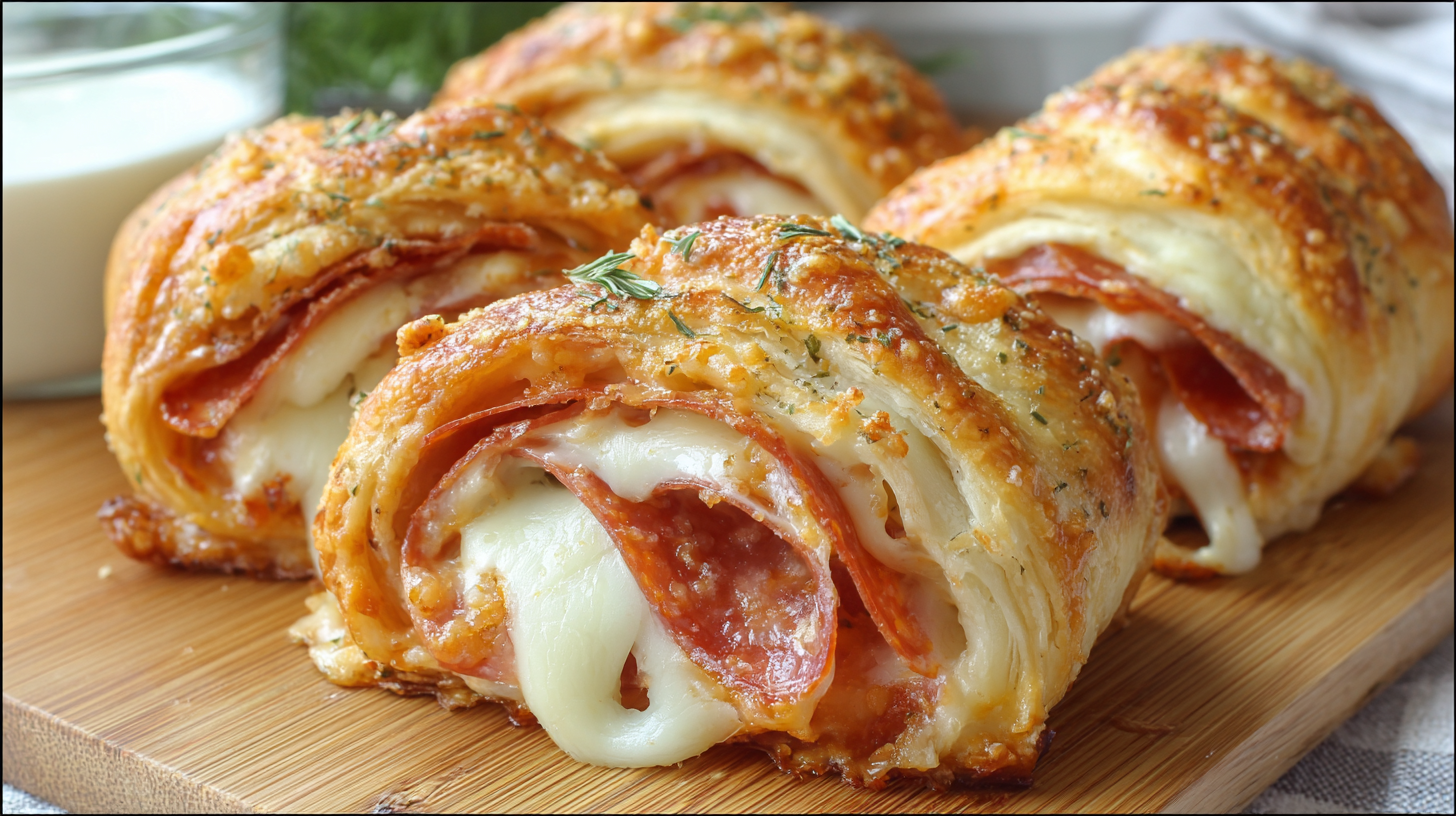 Hero shot of Mozzarella pepperoni croissant rolls