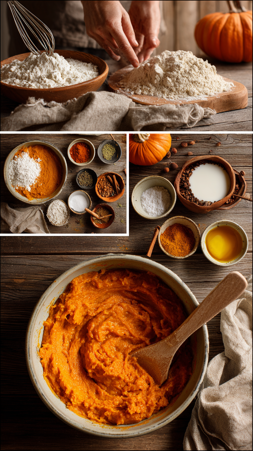 Preparing Pumpkin bread step by step cooking process