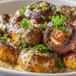 Hero shot of Creamy Roasted Garlic Mushroom One-Pot