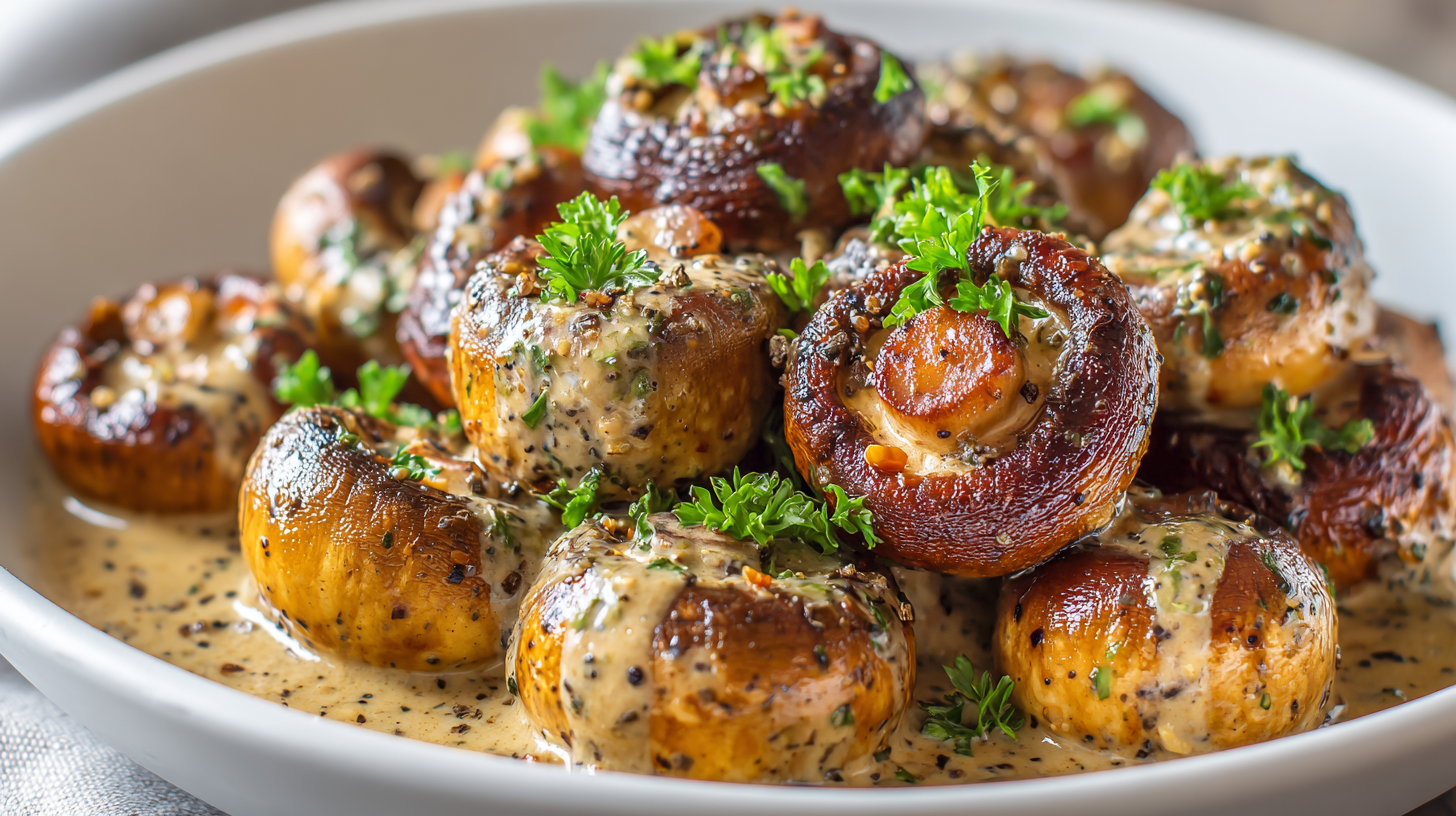 Hero shot of Creamy Roasted Garlic Mushroom One-Pot