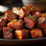Hero shot of Garlic Butter Steak Bites, finished dish
