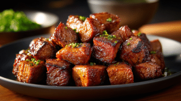 Hero shot of Garlic Butter Steak Bites, finished dish