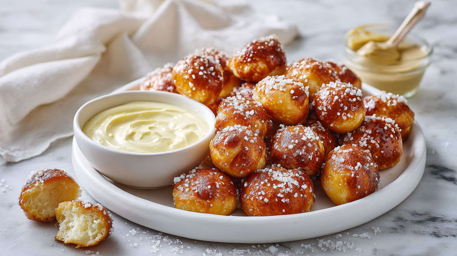 Delicious homemade soft pretzel bites hero shot