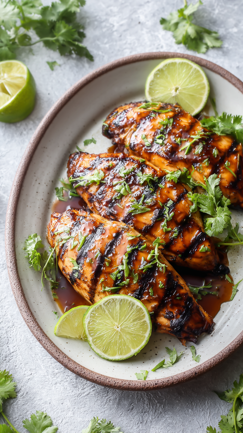 Key West Grilled Chicken being served on beautiful dinnerware
