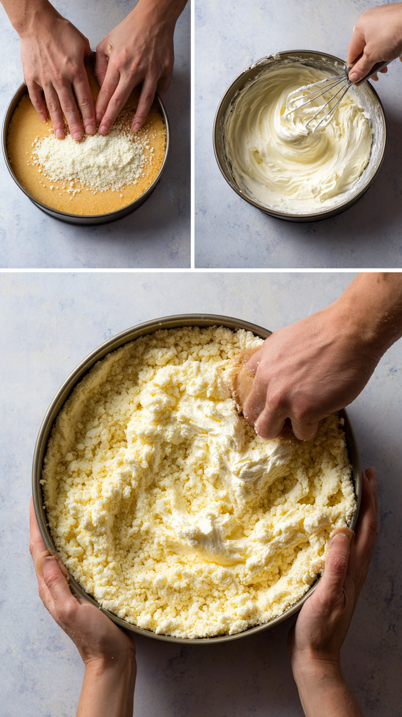 Preparing New York Style Cheesecake step by step cooking process