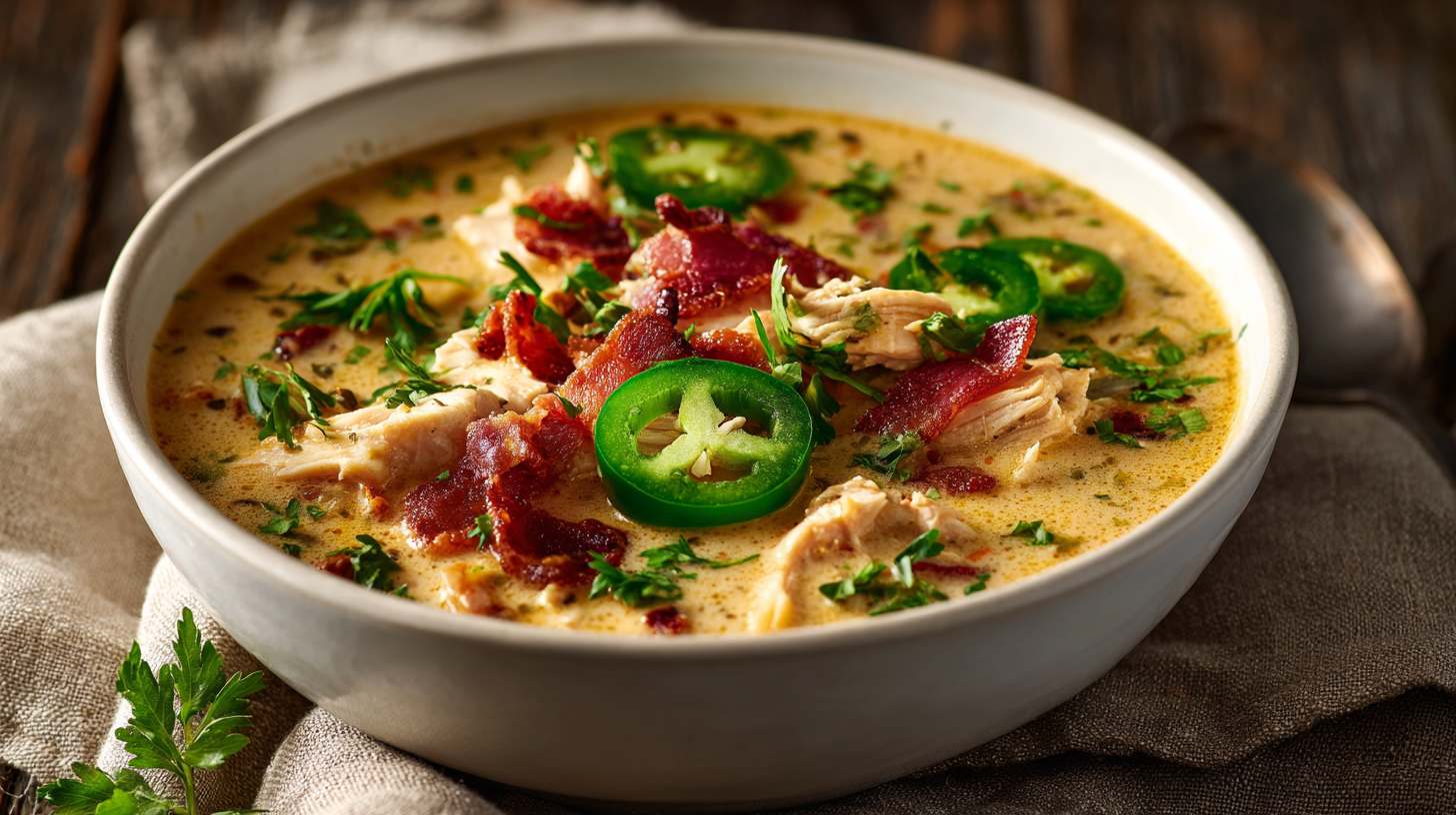 Hero shot of Spicy Jalapeño Popper Chicken Soup