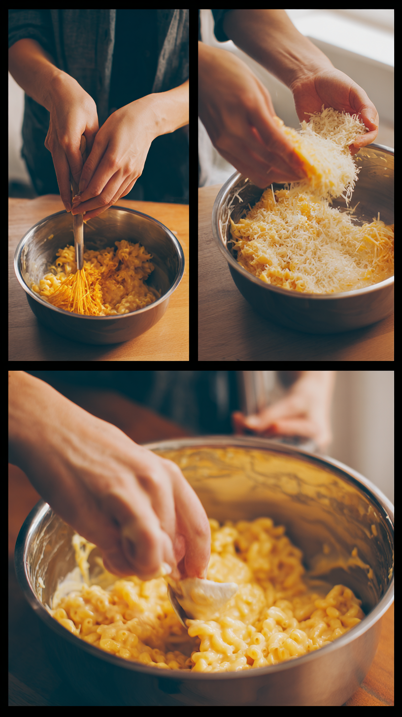 Preparing Viral TikTok Mac and Cheese step by step cooking process